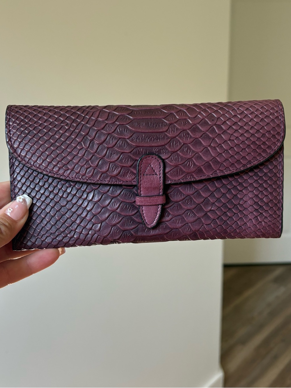 Purple Leather Clutch/ wallet
